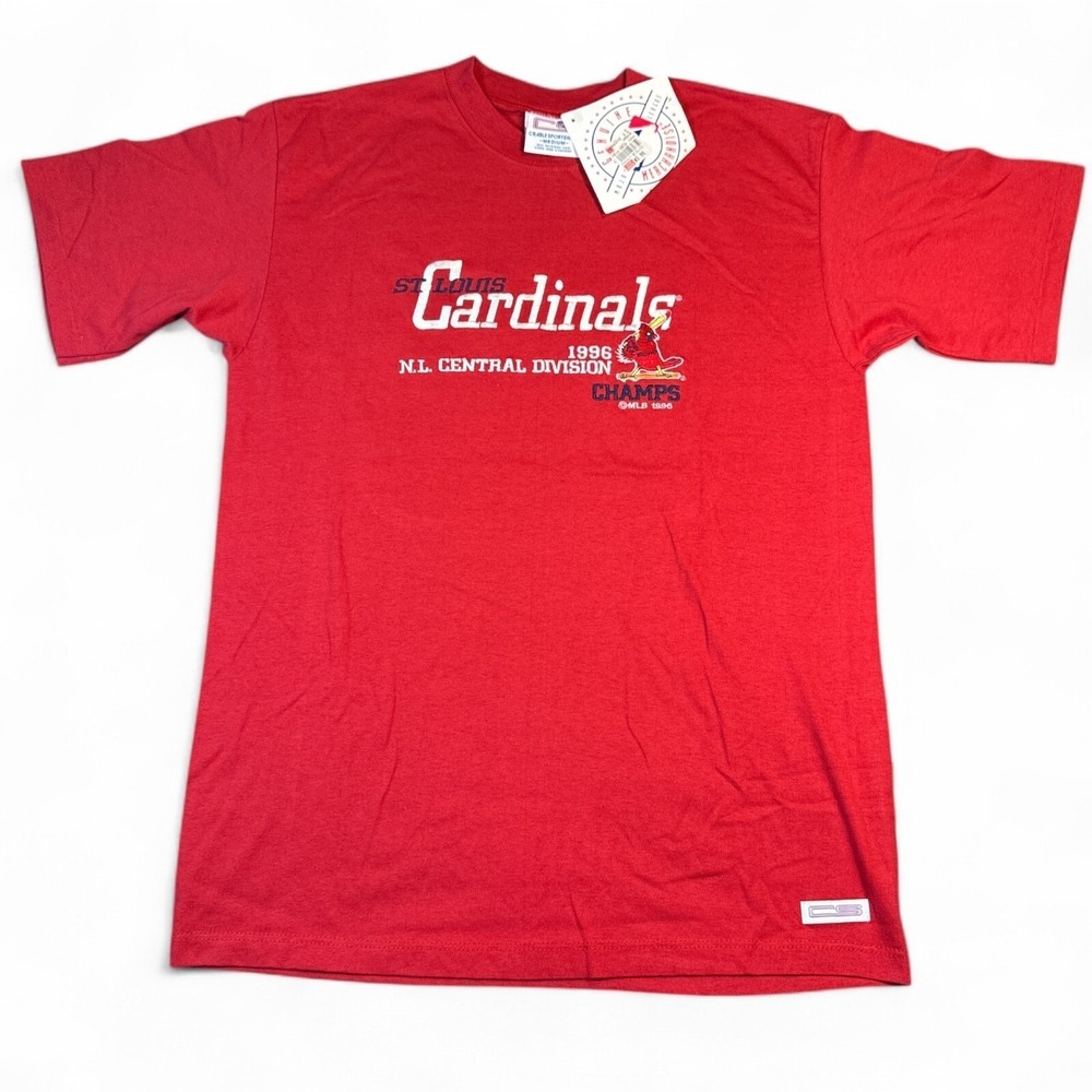 Vintage 90s St. Louis Cardinals T Shirt Adult Size Medium Embroidered‎ Deadstock